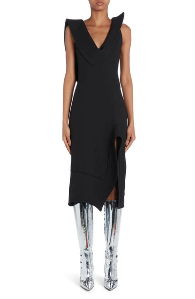 Shop Bottega Veneta Structured Sleeveless Midi Dress In 1000 Black