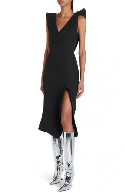 Shop Bottega Veneta Structured Sleeveless Midi Dress In 1000 Black