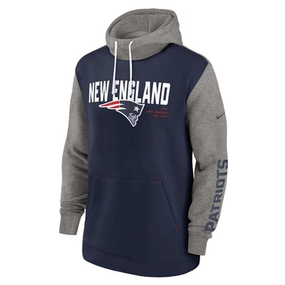 Shop Nike Navy New England Patriots Fashion Color Block Pullover Hoodie