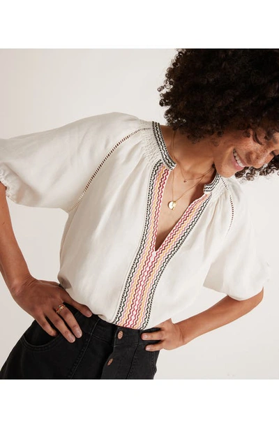 Shop Marine Layer Bea Embroidered Blouse In White