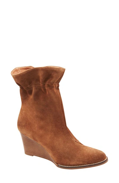 Shop Andre Assous Sunny Paperbag Wedge Boot In Cognac Suede