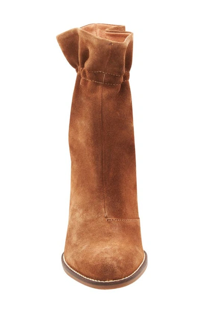 Shop Andre Assous Sunny Paperbag Wedge Boot In Cognac Suede