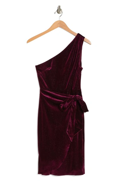 Shop Bcbgeneration One Shoulder Velvet Midi Dress In Wine