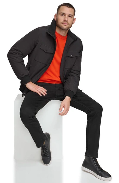 Calvin Klein Water Resistant Flextech Stretch Bomber Jacket In Black