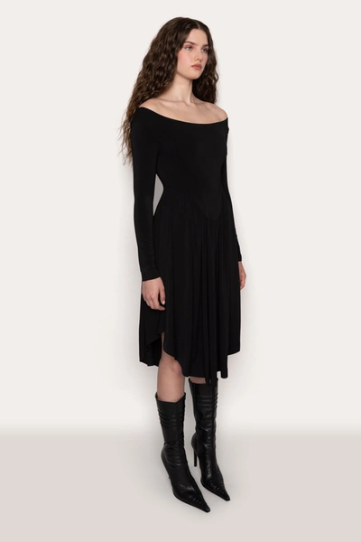 Shop Danielle Guizio Ny Sylvan Long Sleeve Jersey Dress In Black