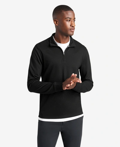 Shop Kenneth Cole Quarter-zip Knit Pullover In Black