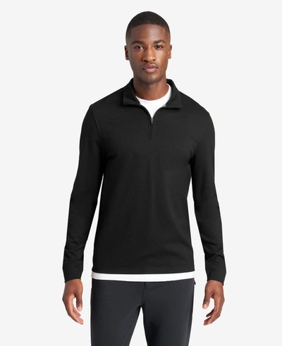 Kenneth Cole Quarter-zip Knit Pullover In Black