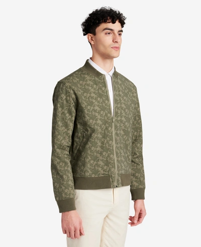 Kenneth Cole Printed Water-resistant Bomber Jacket In Green