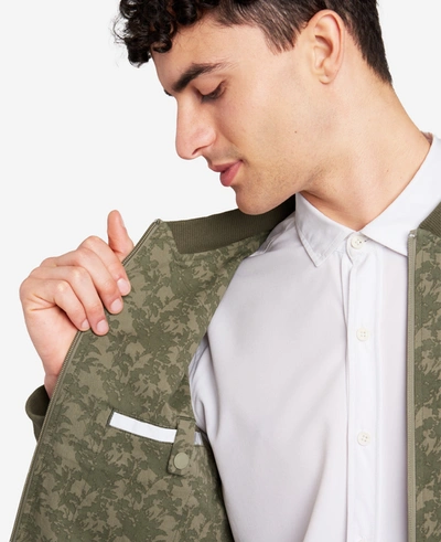 Kenneth Cole Printed Water-resistant Bomber Jacket In Green