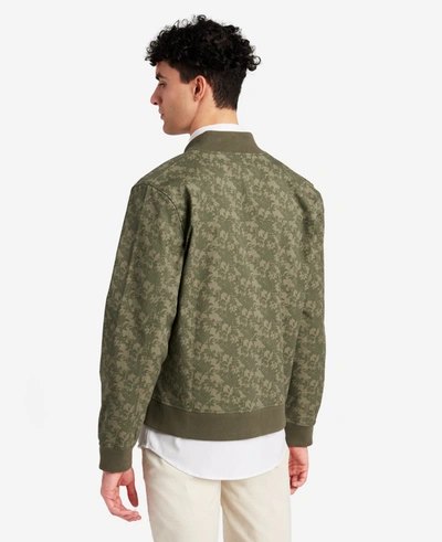 Kenneth Cole Printed Water-resistant Bomber Jacket In Green