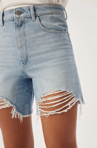 Shop Dl1961 Emilie Ripped High Waist Fray Hem Denim Shorts In Fountain