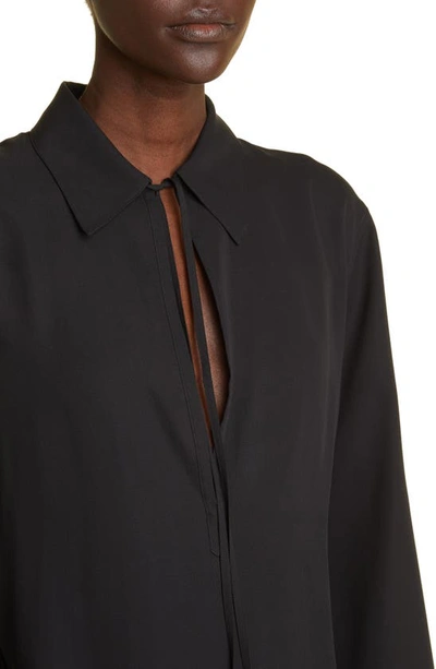Shop The Row Malon Tie Neck Silk Shirt In Black