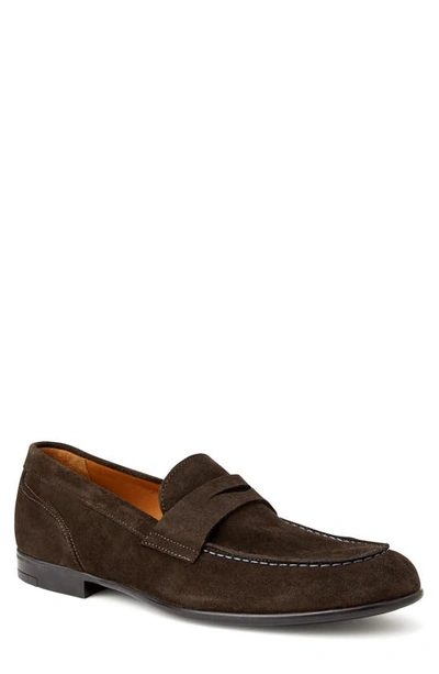 Shop Bruno Magli Silas Penny Loafer In Dark Brown Suede