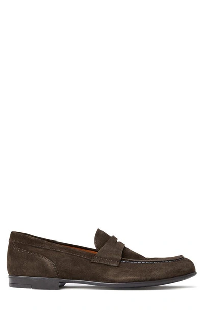 Shop Bruno Magli Silas Penny Loafer In Dark Brown Suede