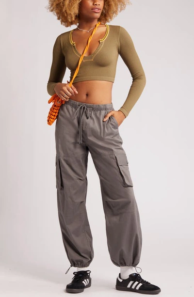 Bp. Elastic Cuff Cargo Pants In Grey Pearl