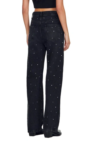 Shop Sandro Waly Embellished Straight Leg Jeans In Charcoal Grey