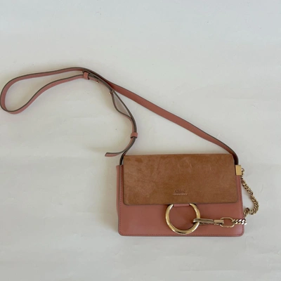 Pre-owned Chloé Chloe Pink Leather And Suede Small Faye Shoulder Bag