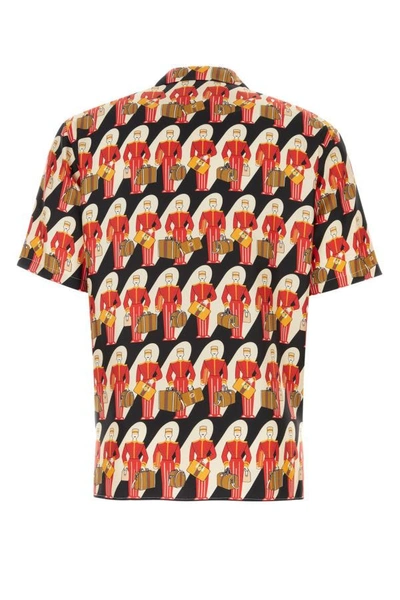 Shop Gucci Man Printed Twill Shirt In Multicolor