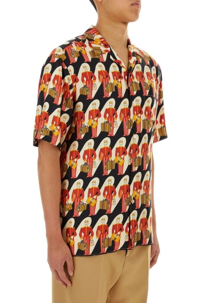 Shop Gucci Man Printed Twill Shirt In Multicolor