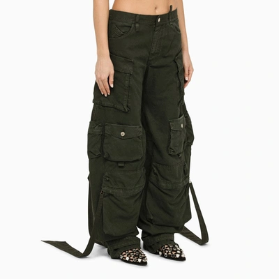 Shop Attico The  Dark Green Cotton Cargo Trousers Women