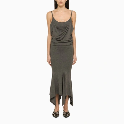 Shop Attico The  Grey Viscose Midi Dress Women In Gray