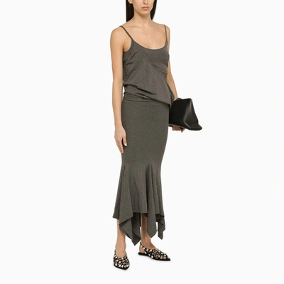 Shop Attico The  Grey Viscose Midi Dress Women In Gray