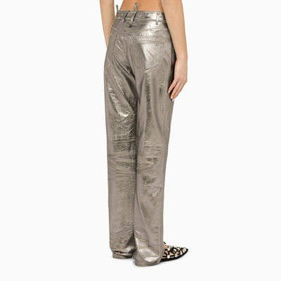 Shop Attico The  Silver Leather Trousers Women