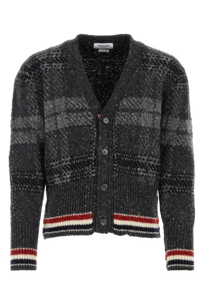 Shop Thom Browne Man Embroidered Wool Blend Cardigan In Multicolor
