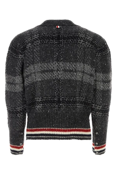 Shop Thom Browne Man Embroidered Wool Blend Cardigan In Multicolor