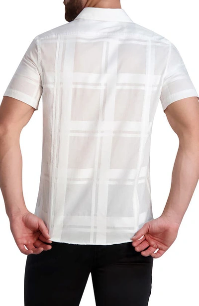 Shop Karl Lagerfeld Plaid Short Sleeve Button-up Shirt In White