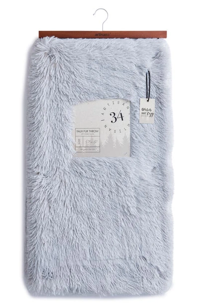 Shop Artisan 34 High Pile Faux Fur Throw Blanket In Silver