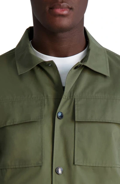 Shop Karl Lagerfeld Safari Snap-up Shirt Jacket In Olive