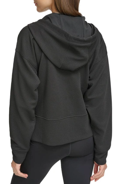 Shop Dkny Tech Ottoman Full Zip Hoodie In Black