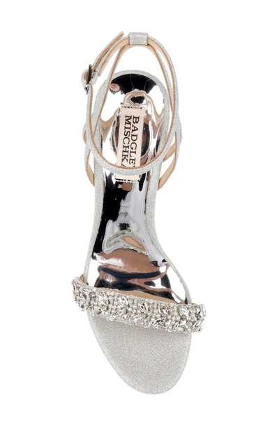 Shop Badgley Mischka Collection Nadine Embellished Strap Sandal In Silver