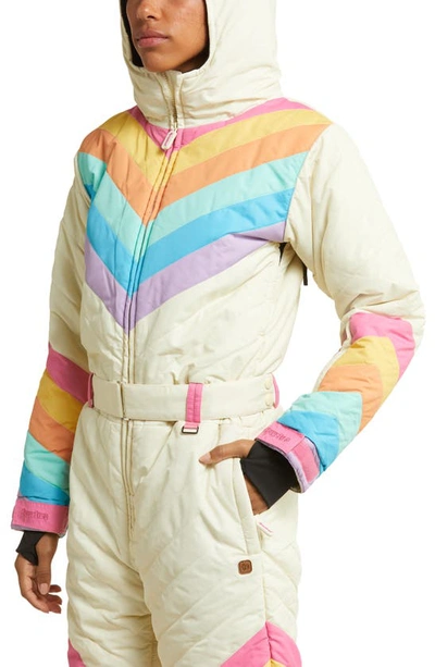 Shop Tipsy Elves Retro Rainbow Waterproof Snowsuit In Cream