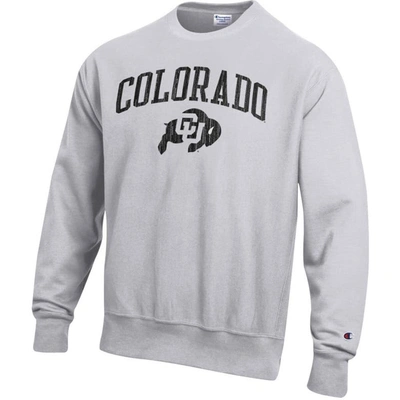 Shop Champion Silver Colorado Buffaloes Arch Over Logo Reverse Weave Pullover Sweatshirt