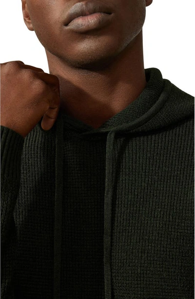 Shop Good Man Brand Waffle Knit Merino Wool Hoodie In Rifle Green Dark