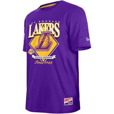 Shop New Era Purple Los Angeles Lakers Throwback T-shirt