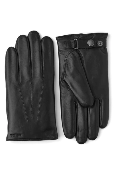 Shop Hestra Nelson Hairsheep Leather Gloves In Black