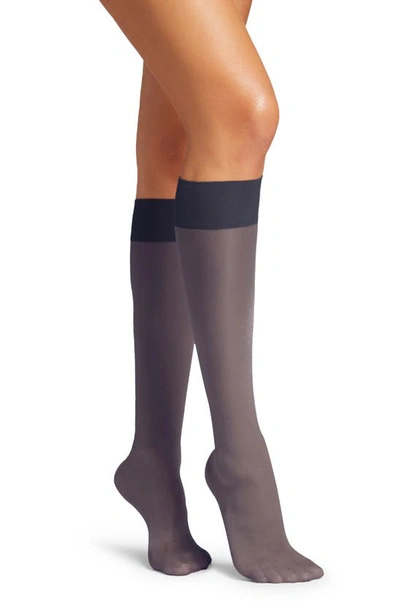 Shop Wolford Satin Touch Knee High Socks In Admiral