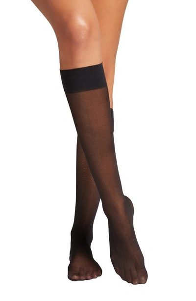Shop Wolford Satin Touch Knee High Socks In Black