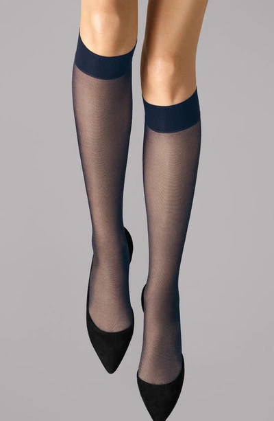 Wolford Satin Touch Knee High Socks In Admiral