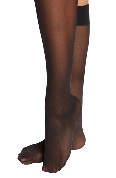 Shop Wolford Satin Touch Knee High Socks In Black