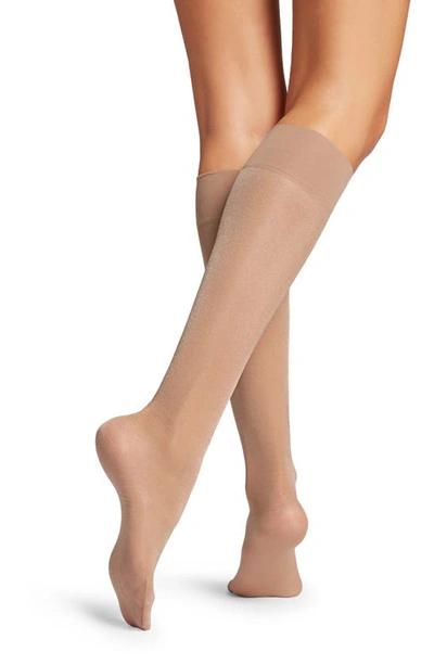 Shop Wolford Satin Touch Knee High Socks In Cosmetic