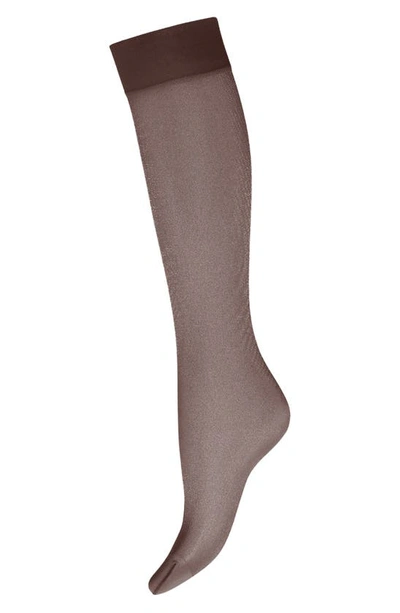 Shop Wolford Satin Touch Knee High Socks In Nearly Black