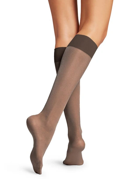 Shop Wolford Satin Touch Knee High Socks In Nearly Black