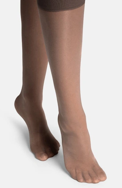 Shop Wolford Satin Touch Knee High Socks In Nearly Black