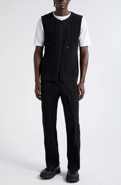 Shop Issey Miyake Unfold Pleated Vest In Black