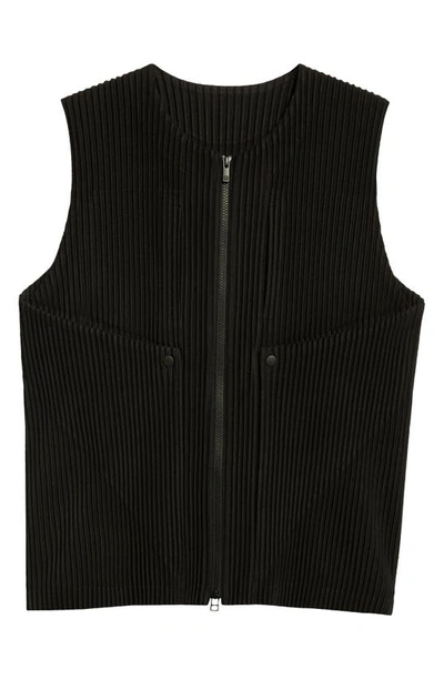 Shop Issey Miyake Unfold Pleated Vest In Black