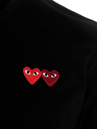 Shop Comme Des Garçons Play Double Heart T-shirt Black